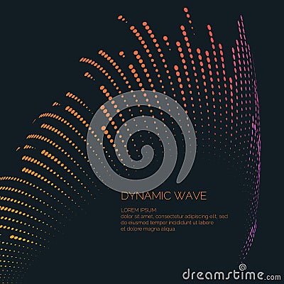 Vector abstract background with a colored dynamic waves, line and particles. Vector Illustration