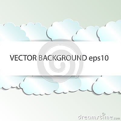 Vector abstract background composed of white paper clouds over blue. Eps10 Vector Illustration