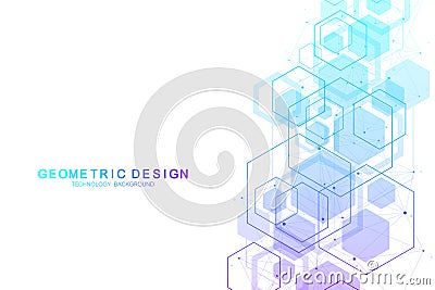 Vector abstract background hexagonal molecular structures in technology background and science style. Medical design Vector Illustration