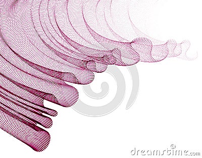 Vector abstract background with wave of flowing particles, smooth curve shape lines, transparent tulle textile on wind. 3d shape Vector Illustration