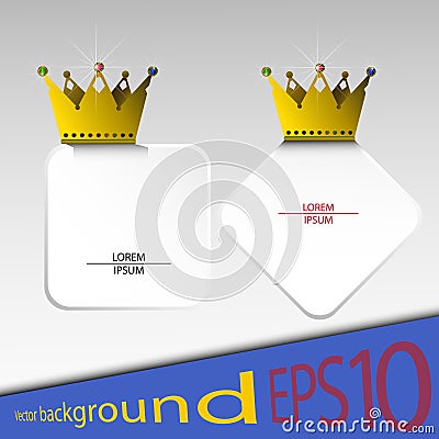 Vector abstract banners with gold crowns and stones Vector Illustration