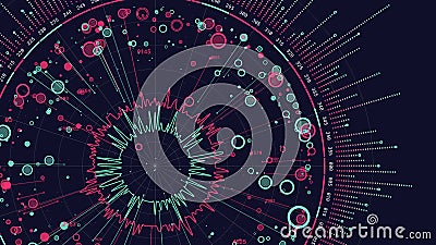 Vector abstract big data visualization. Complex data design. Abstract radial graph. Visual big data analysis. Science technology b Vector Illustration