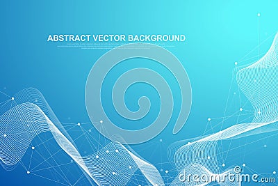 Vector abstract big data visualization. Complex data threads graphic. Abstract vector graphics. Futuristic infographic Vector Illustration