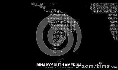 Vector abstract binary South America map. Continents constructed from binary numbers. Global information network. Vector Illustration