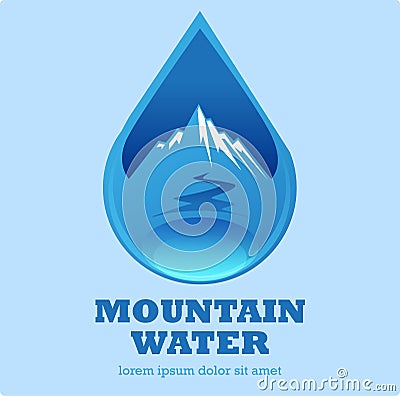 Blue mountain water symbol Vector Illustration