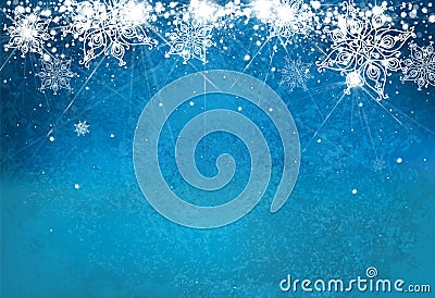 Vector abstract, blue, snowflake background. Vector Illustration