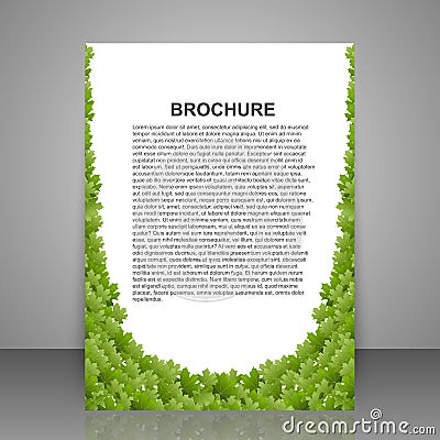 Vector abstract brochure design template. Spring green foliage. Vector Illustration