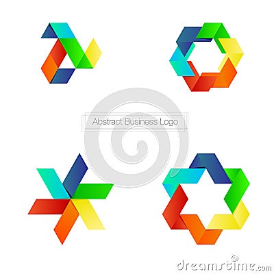 Vector : Abstract business logo with colorful ribbon style on wh Vector Illustration