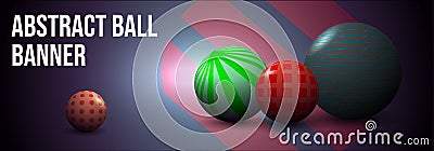 Vector abstract coloful banner with ball, sphere in green and red color Stock Photo