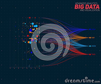 Vector abstract colorful big data information sorting visualization. Social network, financial analysis of complex Vector Illustration