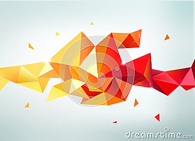 Vector abstract colorful orange, red, yellow faceted crystal banner Vector Illustration