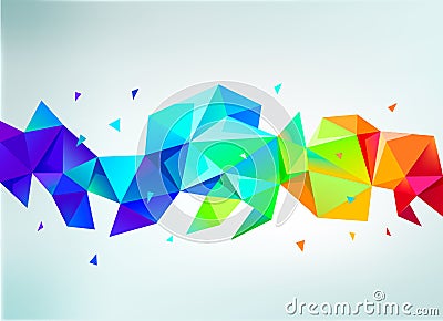 Vector abstract colorful rainbow faceted crystal banner Vector Illustration