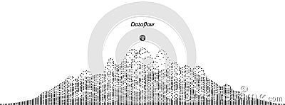 Vector abstract composition made of particles and wireframe. Concept design of digital landscape, data array, signal Vector Illustration