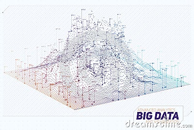 Vector abstract 3D big data visualization. Futuristic infographics aesthetic design. Visual information complexity. Vector Illustration