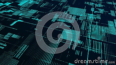 Vector abstract digital cyberspace with moving particles. Cyber security database. Matrix technology decoder. Futuristic hi-tech Vector Illustration