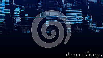Vector abstract digital cyberspace with moving particles. Cyber security database. Matrix technology decoder. Futuristic hi-tech Vector Illustration