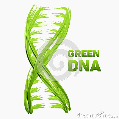 Vector abstract DNA strand as green grass. Conceptual health and ecology medical illustration. Double helix as vibrant Vector Illustration