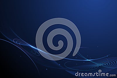 Vector abstract dynamic geometric shape, wave flow line, light effect and texture on blue gradient color Stock Photo