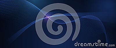 Vector abstract dynamic, wave - flow mesh particles. Illustration futuristic, network technology background. Stock Photo