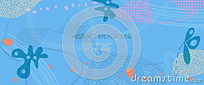 Vector Abstract element with geometric shape, doodle line, pattern, texture and pastel color. Stock Photo