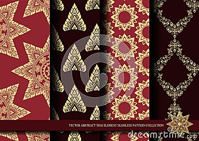 Vector abstract exotic Thai element seamless pattern collection Vector Illustration