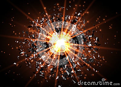 Vector abstract explosion background. Bright blast in dark. Glowing bright light. Digital graphic for brochure, website Vector Illustration