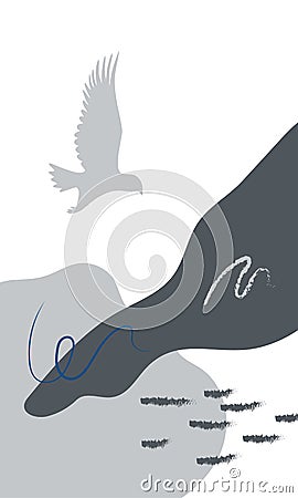 Vector abstract flat illustration. Gray and blue and white picture. Vector Illustration
