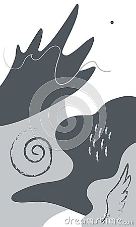 Vector abstract flat illustration. Gray and white picture. Vector Illustration