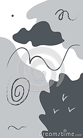 Vector abstract flat illustration. Gray and white picture. Vector Illustration