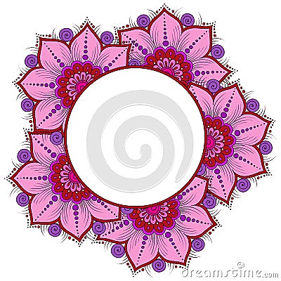 Vector abstract floral elements in indian mehendy style. Abstrac Cartoon Illustration