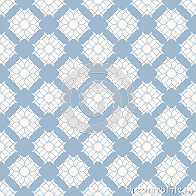 Vector abstract floral geometric seamless pattern. Light blue and white texture Vector Illustration