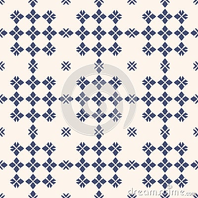 Vector abstract floral texture. Blue and white geometric seamless pattern Vector Illustration