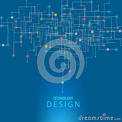 Vector Abstract futuristic circuit board, Illustration high computer technology dark blue color background. Hi-tech digital techno Vector Illustration