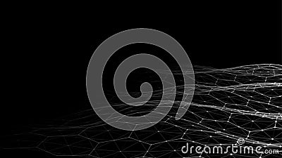 Vector abstract futuristic digital landscape with particles dots and stars on horizon. Intelligence artificial. neon Stock Photo