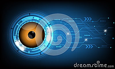 Vector abstract futuristic eyeball on circuit board background. Vector Illustration