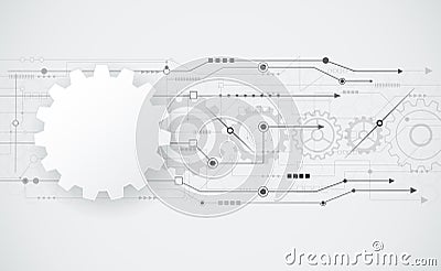 Vector abstract futuristic gear wheel engineering on circuit board Vector Illustration