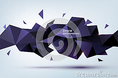 Vector abstract geometric 3d shape. Triangular facet polygonal banner, poster, background Vector Illustration