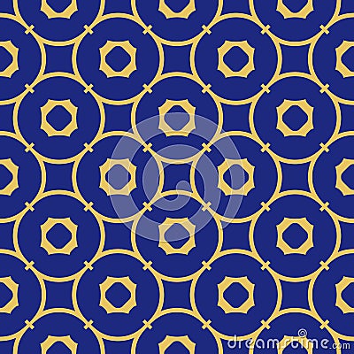 Vector abstract geometric seamless pattern. Deep blue and yellow ornament Vector Illustration