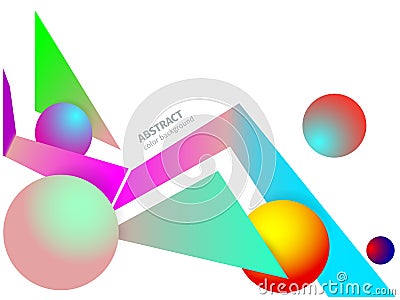 Vector abstract geometry. Triangle and circle shapes, gradient. Chaotic creative. Hipster colorful template. Futuristic flat, wav Vector Illustration
