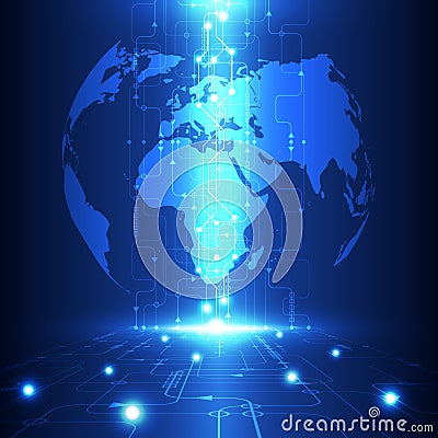 Vector abstract global future technology, electric telecom background Vector Illustration