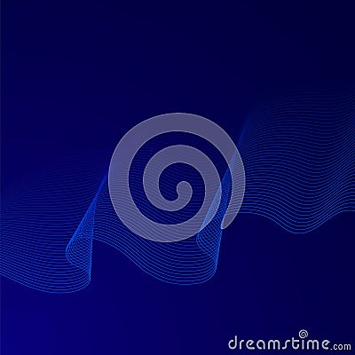 Vector abstract glowing wave lines on dark blue background. Striped lines texture. Dynamic wave pattern. Modern flowing Vector Illustration