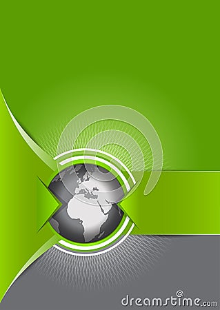 Vector abstract green background with a globe Vector Illustration