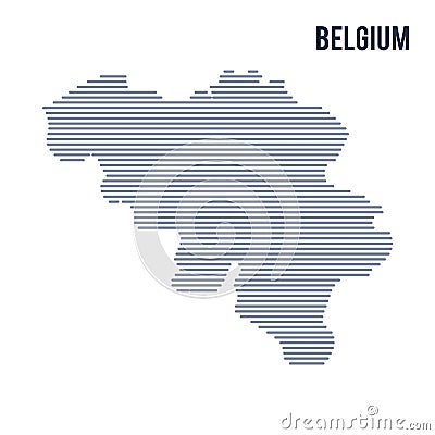 Vector abstract hatched map of Belgium with lines isolated on a white background. Vector Illustration