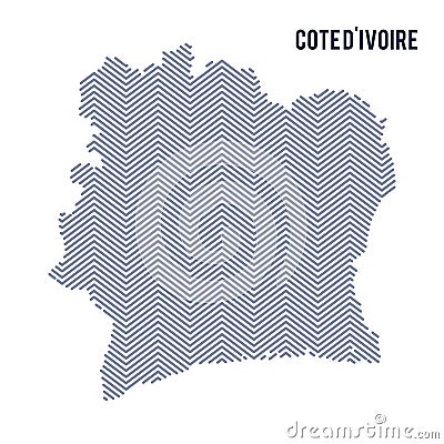 Vector abstract hatched map of Cote D'ivoire isolated on a white background. Cartoon Illustration