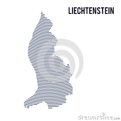 Vector abstract hatched map of Liechtenstein with curve lines isolated on a white background. Vector Illustration