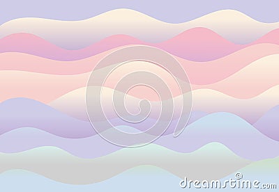Vector abstract horizontal background. Gradient waves of different sizes. Curved lines or stripes of papier mache in Vector Illustration