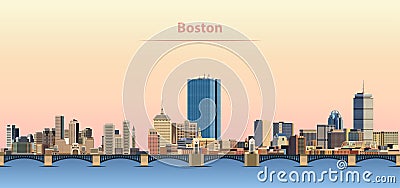 vector abstract illustration of Boston city skyline at surise Vector Illustration
