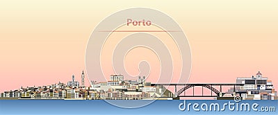 Vector abstract illustration of Porto city skyline at sunrise Vector Illustration