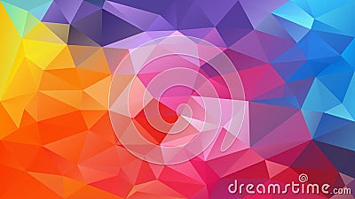 Vector irregular polygon background - triangle low poly pattern - full spectrum multi color rainbow theory - yellow, pink Vector Illustration