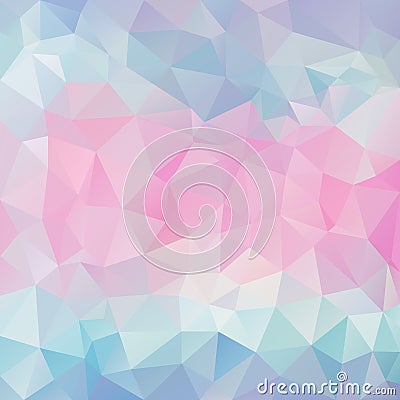 Vector irregular polygon square background - triangle low poly pattern - soft pastel color spectrum baby pink cute blue Vector Illustration